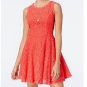 Fit & Flare Lace Coral dress